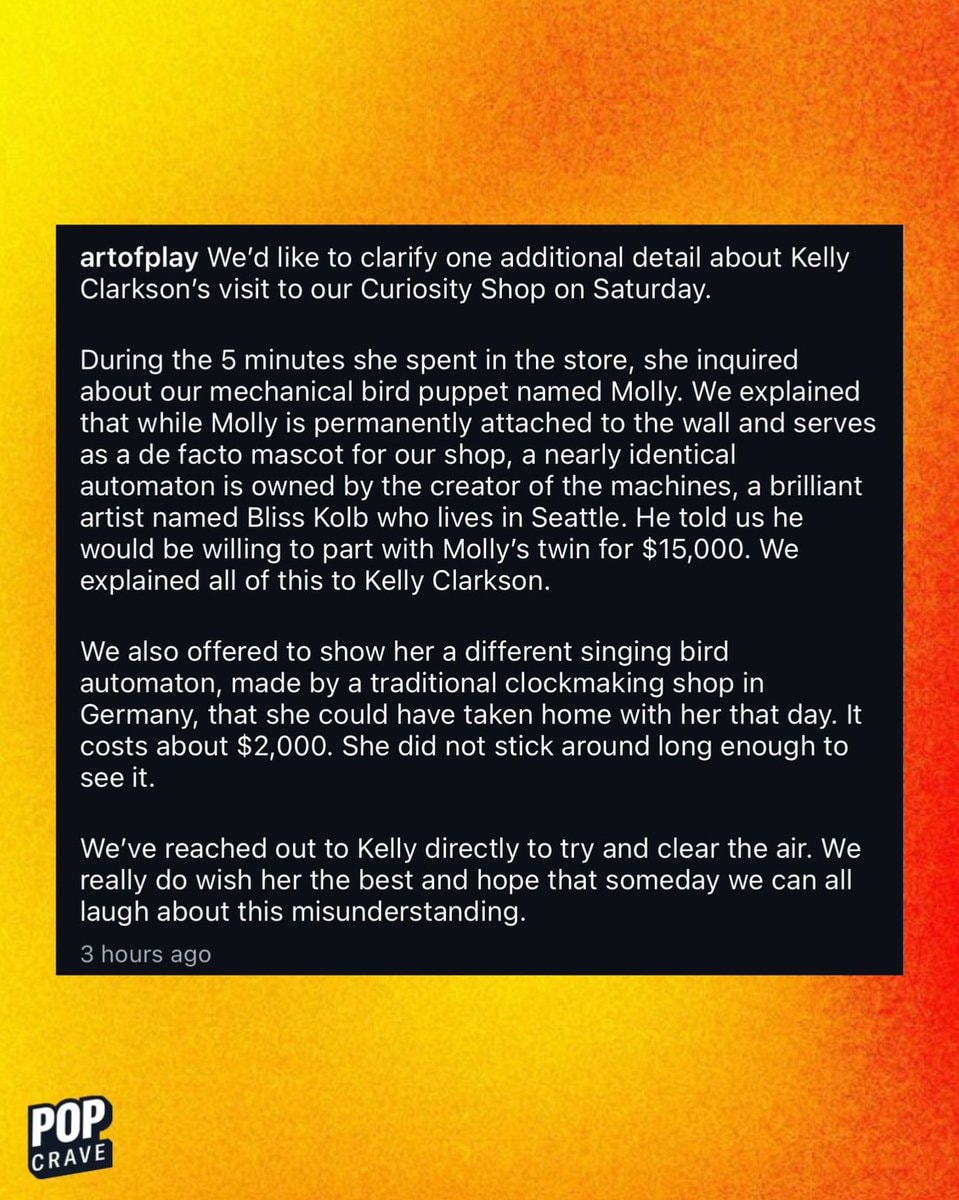 Art of Play Kelly Clarkson statement (photo 2 of 2) Art of Play Kelly Clarkson statement (photo 2 of 2)