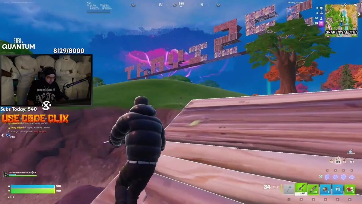 Yeat breaks bridge over Travis Scott Fortnite build