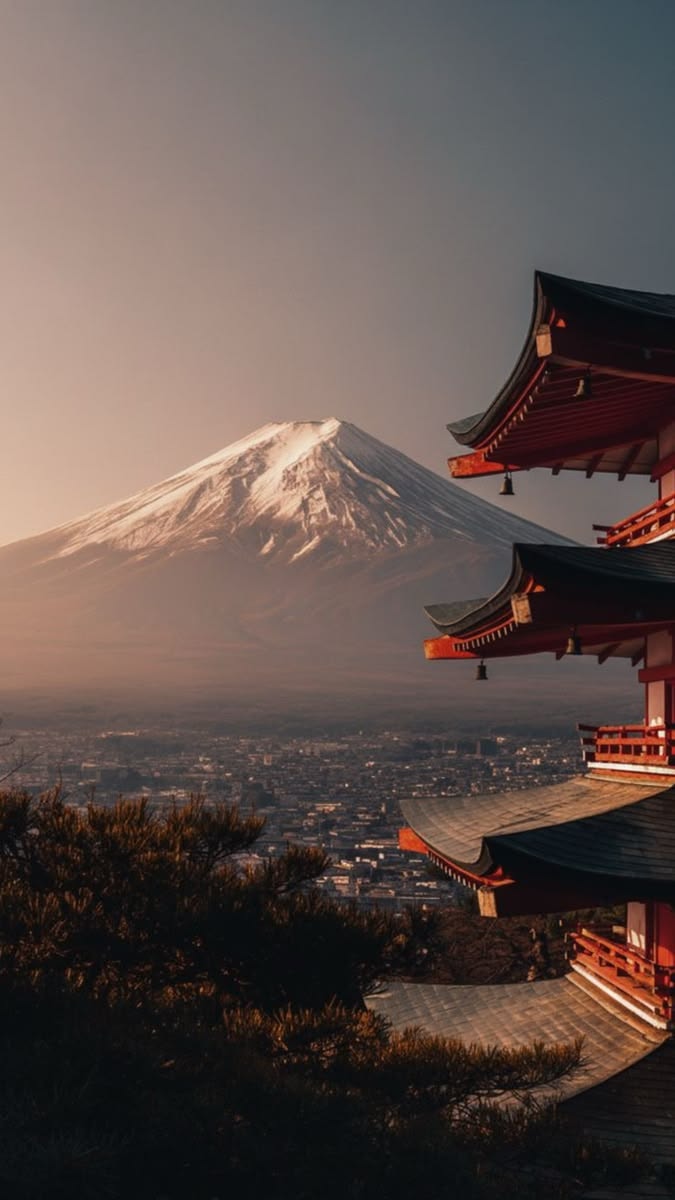 Japan Mount Fuji pagoda cherry blossoms (photo 3 of 4)