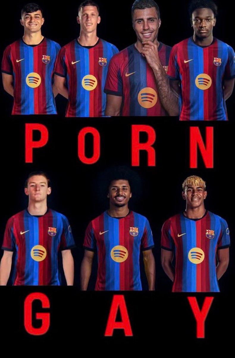 Barcelona jersey group with Spotify logo