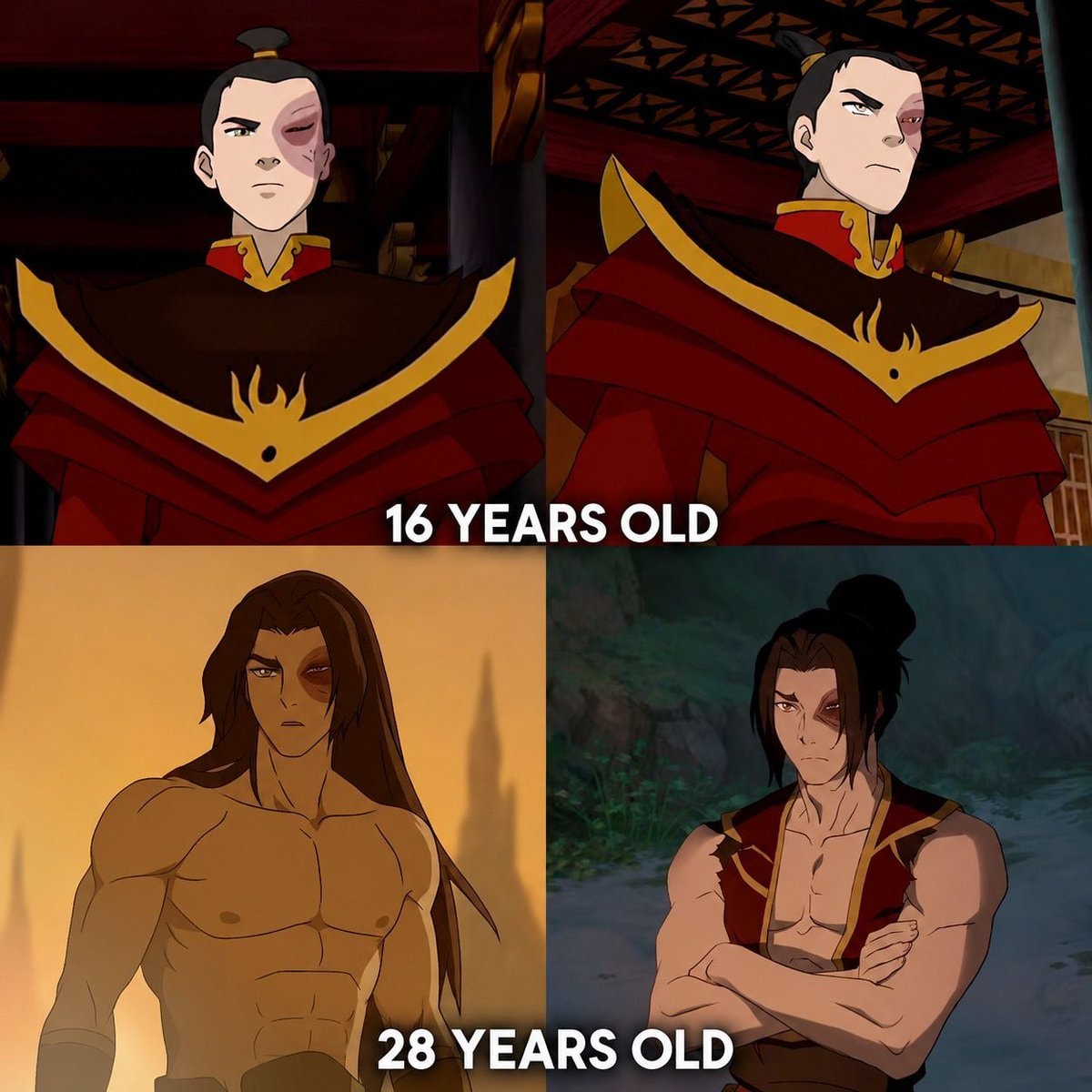 Zuko at 16 and 28