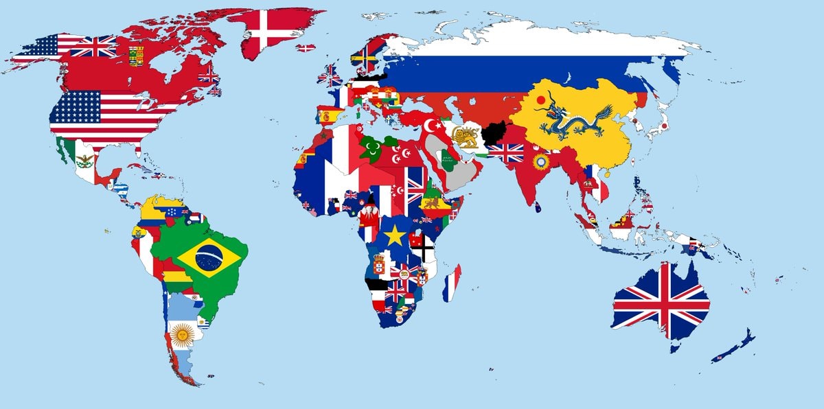 Flag Map of the world in 1900s