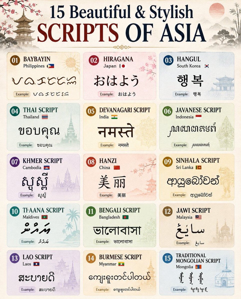 Asian Scripts List