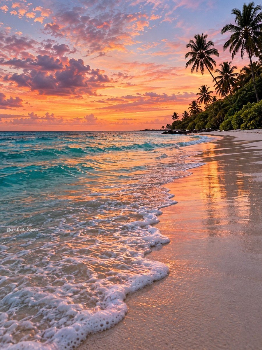 Tropical paradise beach sunset