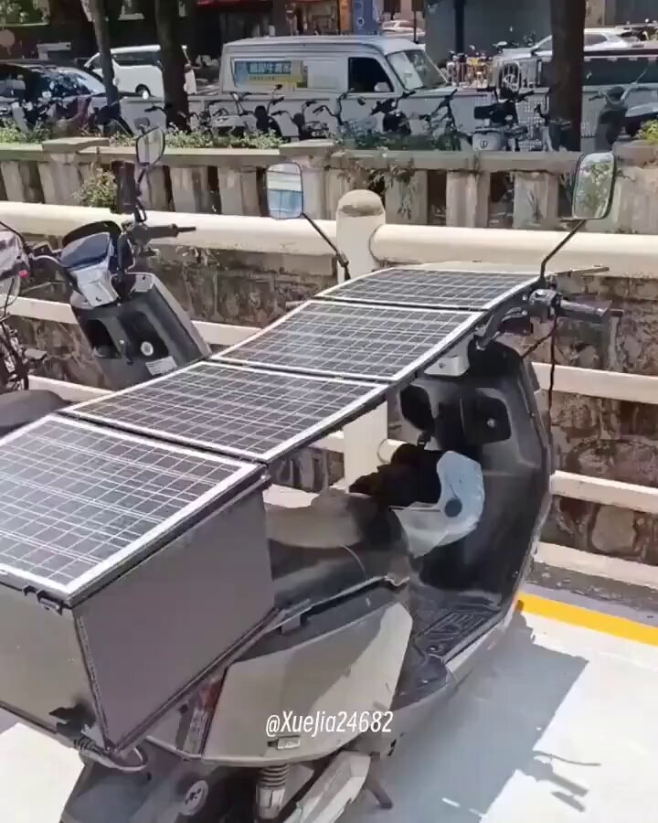 Solar panel scooter self-charging