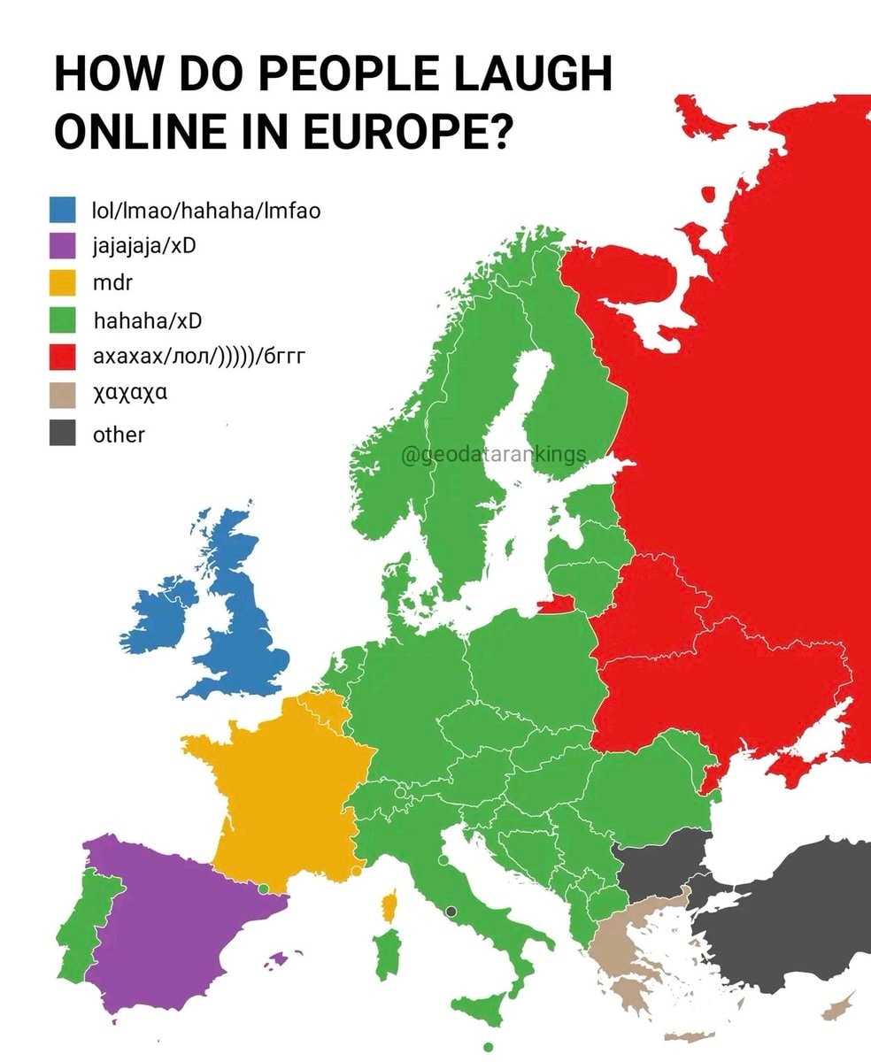 Europe online laughter map