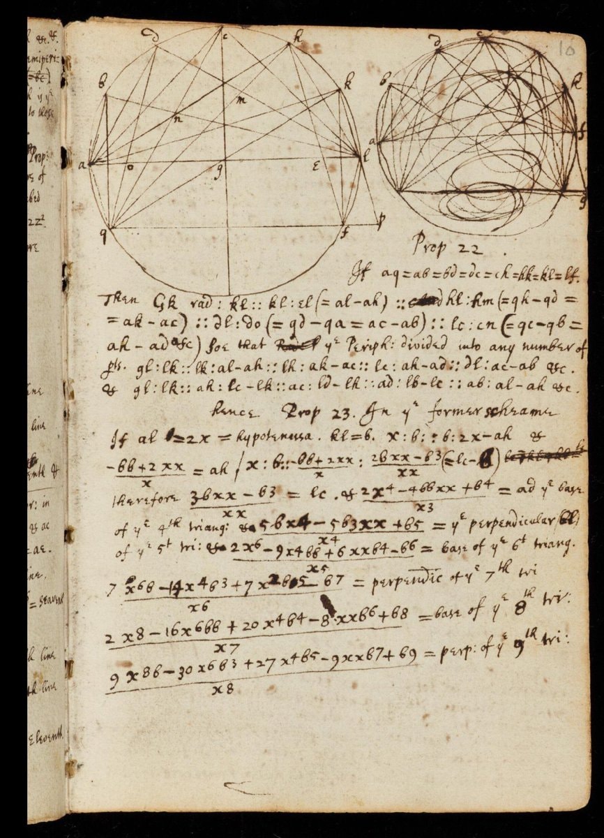 Isaac Newton college notebook 1664 (photo 2 of 3)