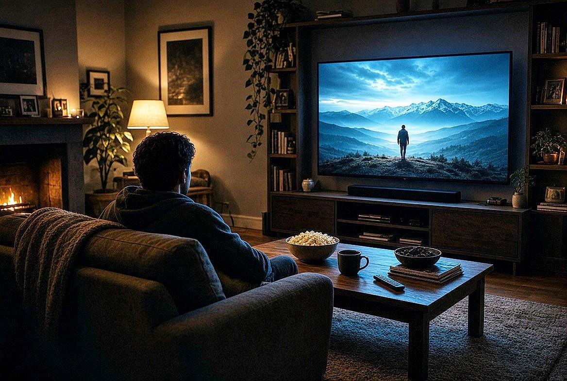 Perfect cozy movie night setup