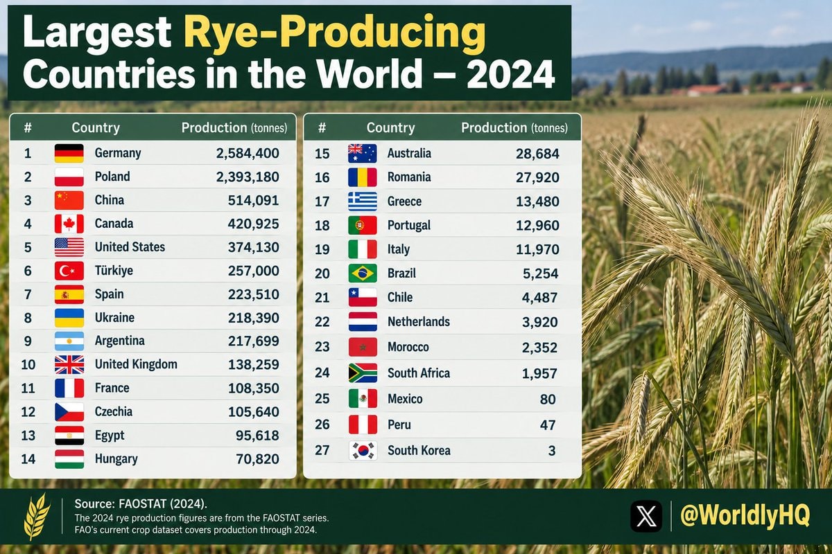 Largest Rye-Producing Countries 2024