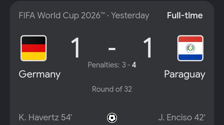 Germany Paraguay 1-1 penalties World Cup 2026