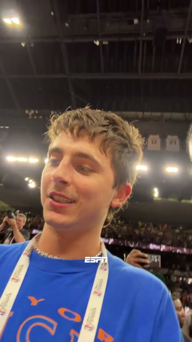 Timothée Chalamet Knicks win NBA reaction