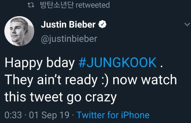 Justin Bieber Jungkook birthday (photo 2 of 2)