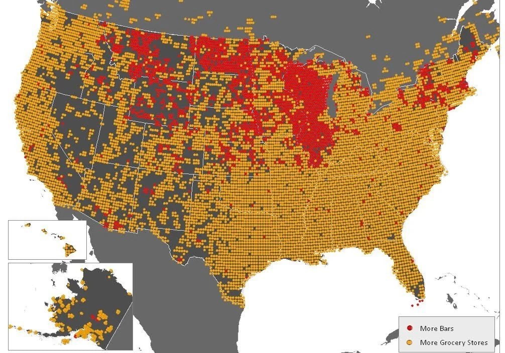 bars vs grocery stores map bars vs grocery stores map