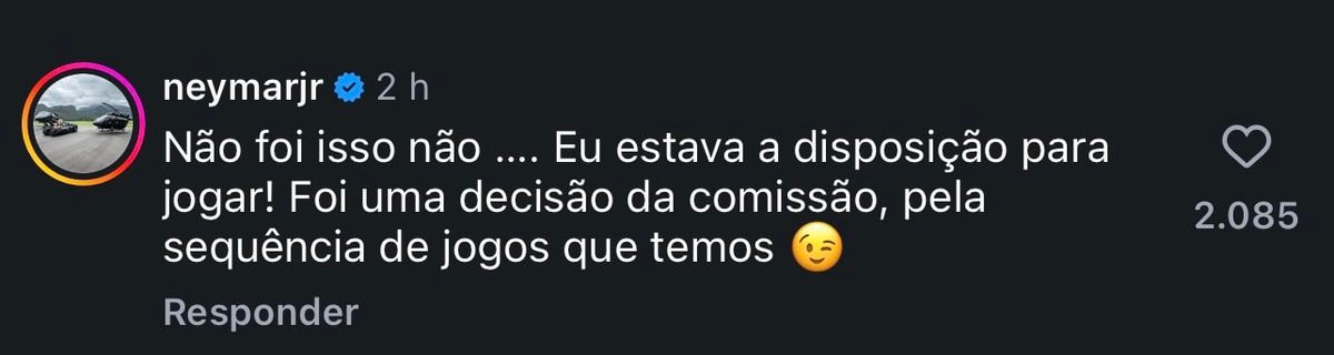 Neymar on Palmeiras exclusion
