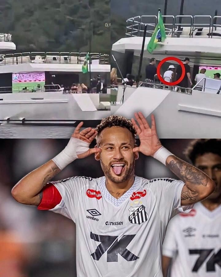 Neymar watches Santos vs Atlético Mineiro from yacht