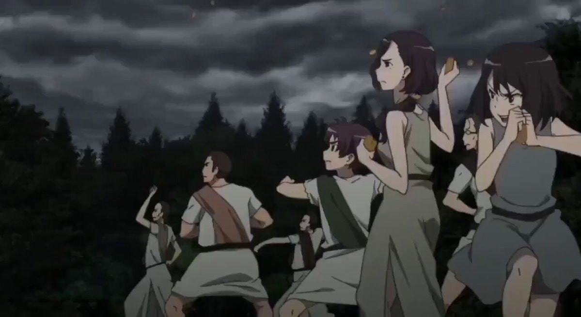 anime characters in dark woods