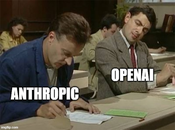 Mr Bean meme Anthropic vs OpenAI