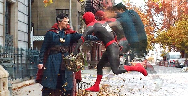 Doctor Strange Spider-Man street battle GIF