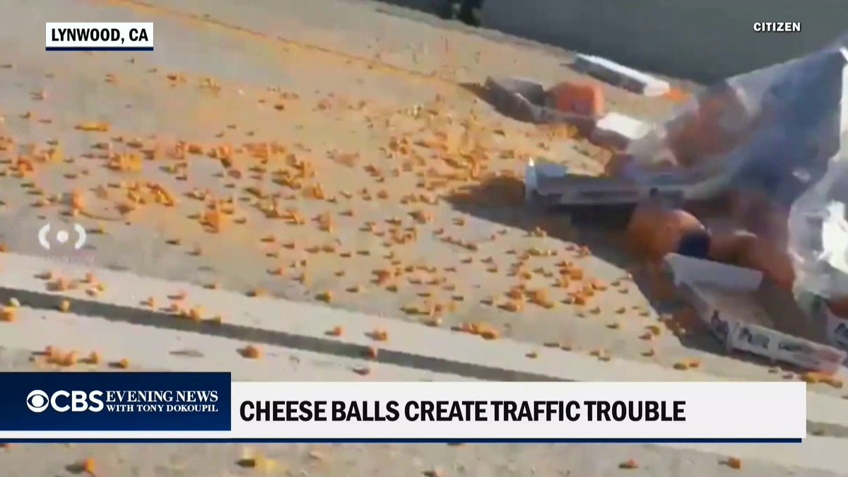 Utz cheese balls spill on 105 Freeway