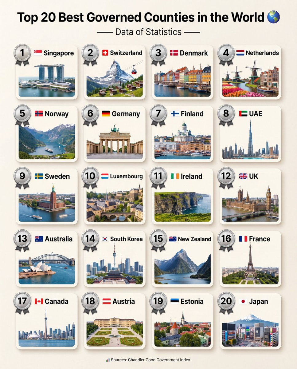 Top 20 best governed countries