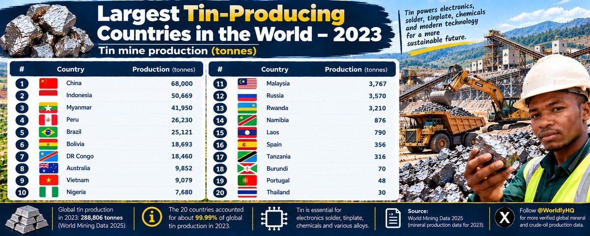 Largest Tin-Producing Countries 2023 Largest Tin-Producing Countries 2023