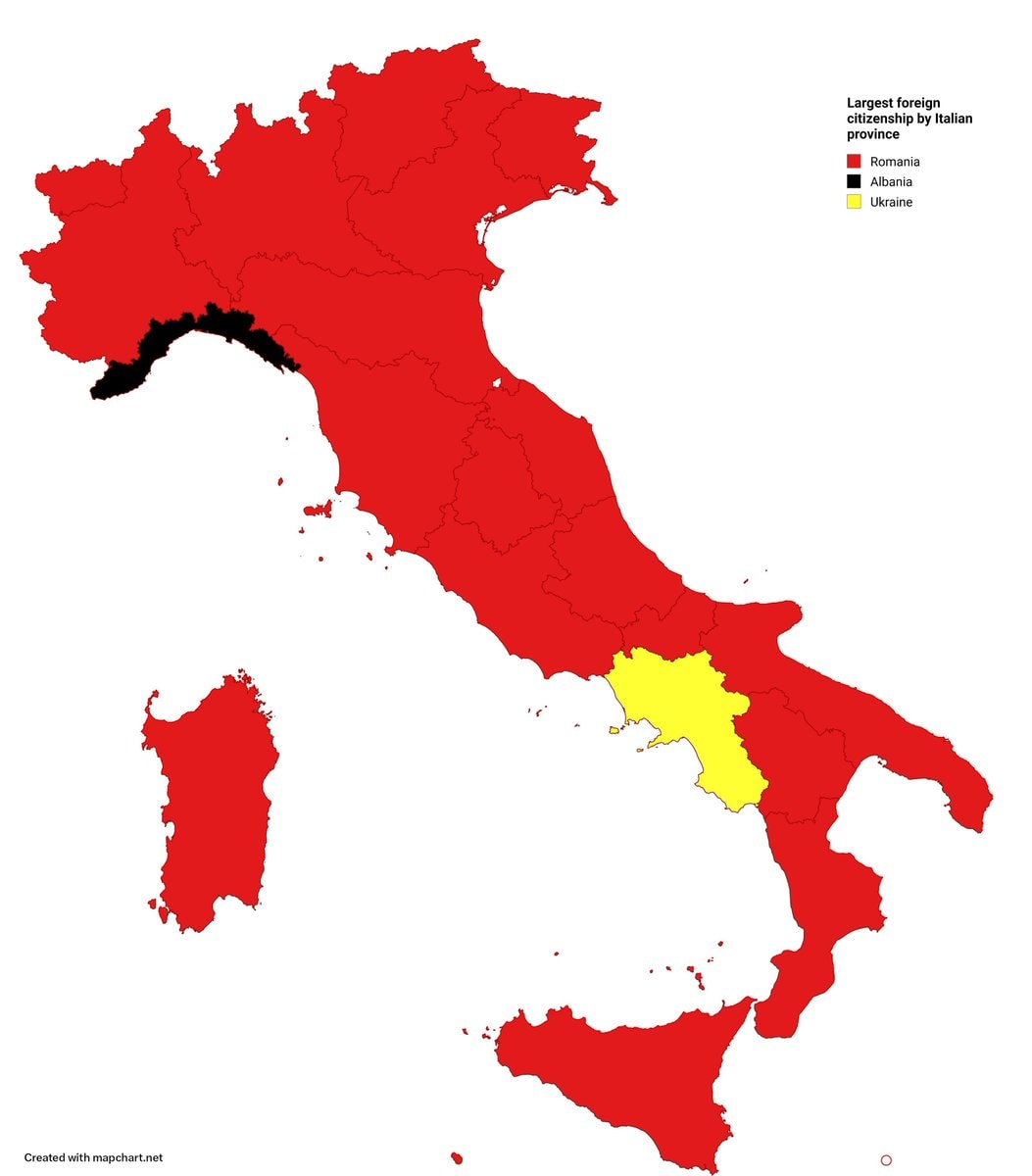 foreign citizenship by Italian province