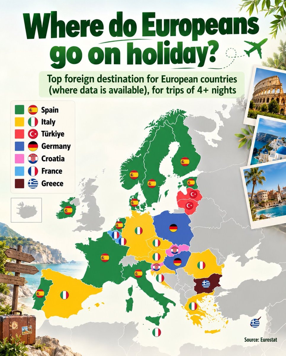 European holiday destinations infographic