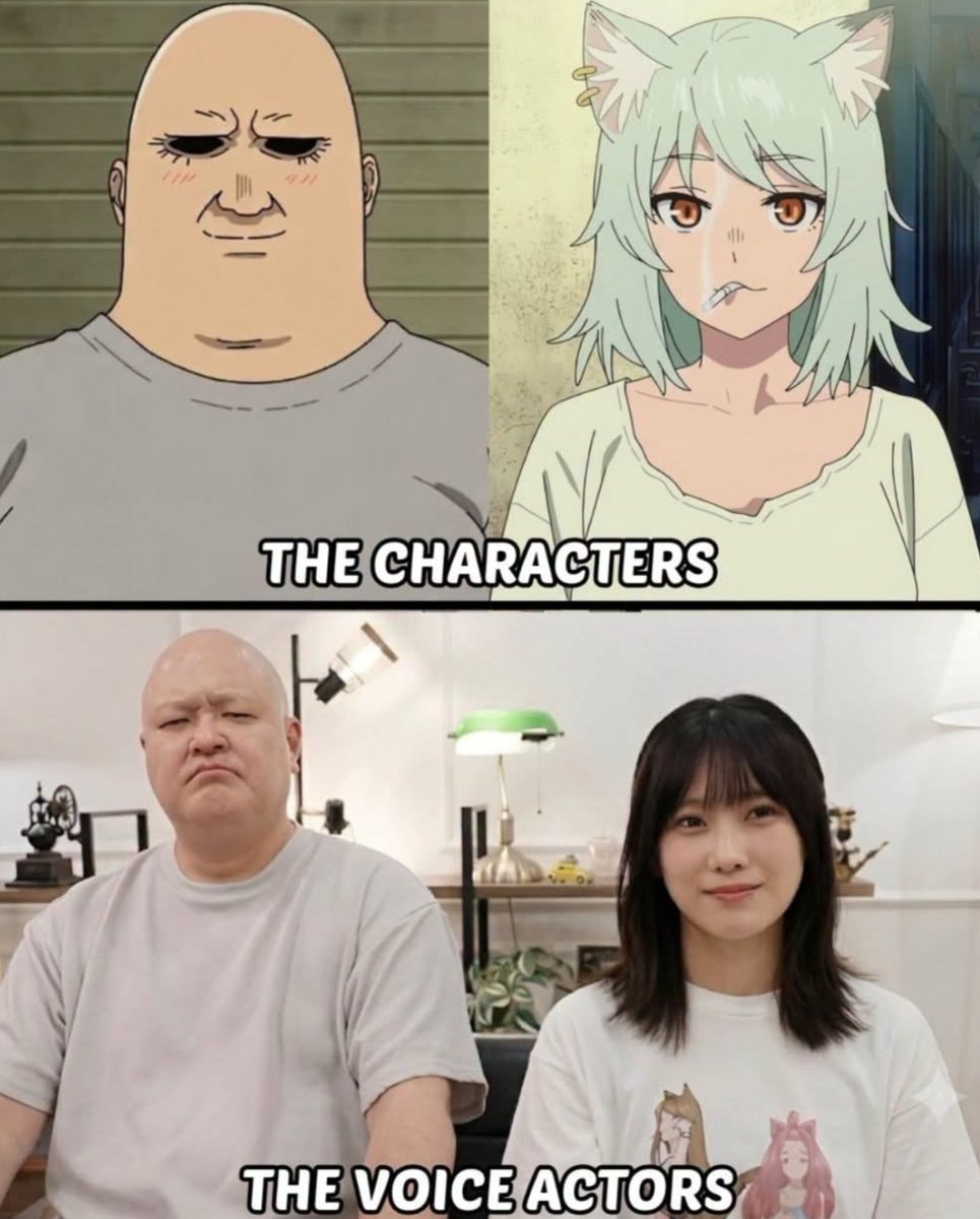 Anime characters vs voice actors meme
