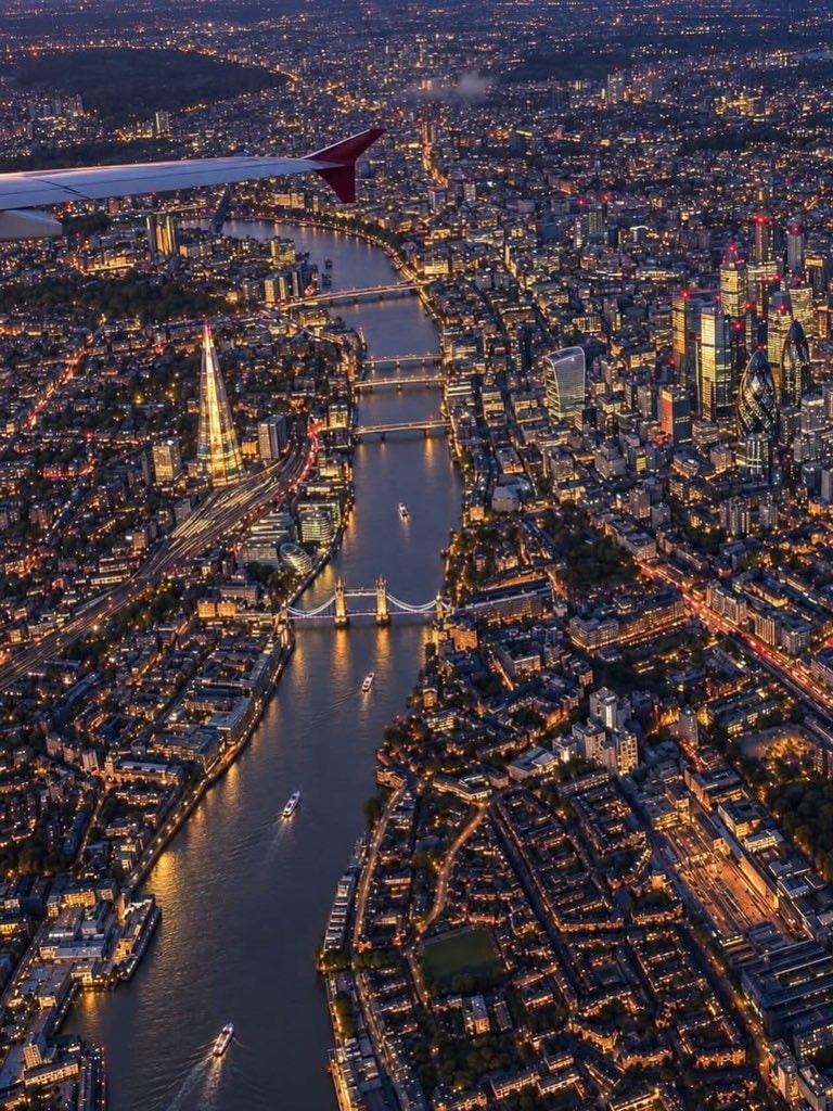 London from above at night