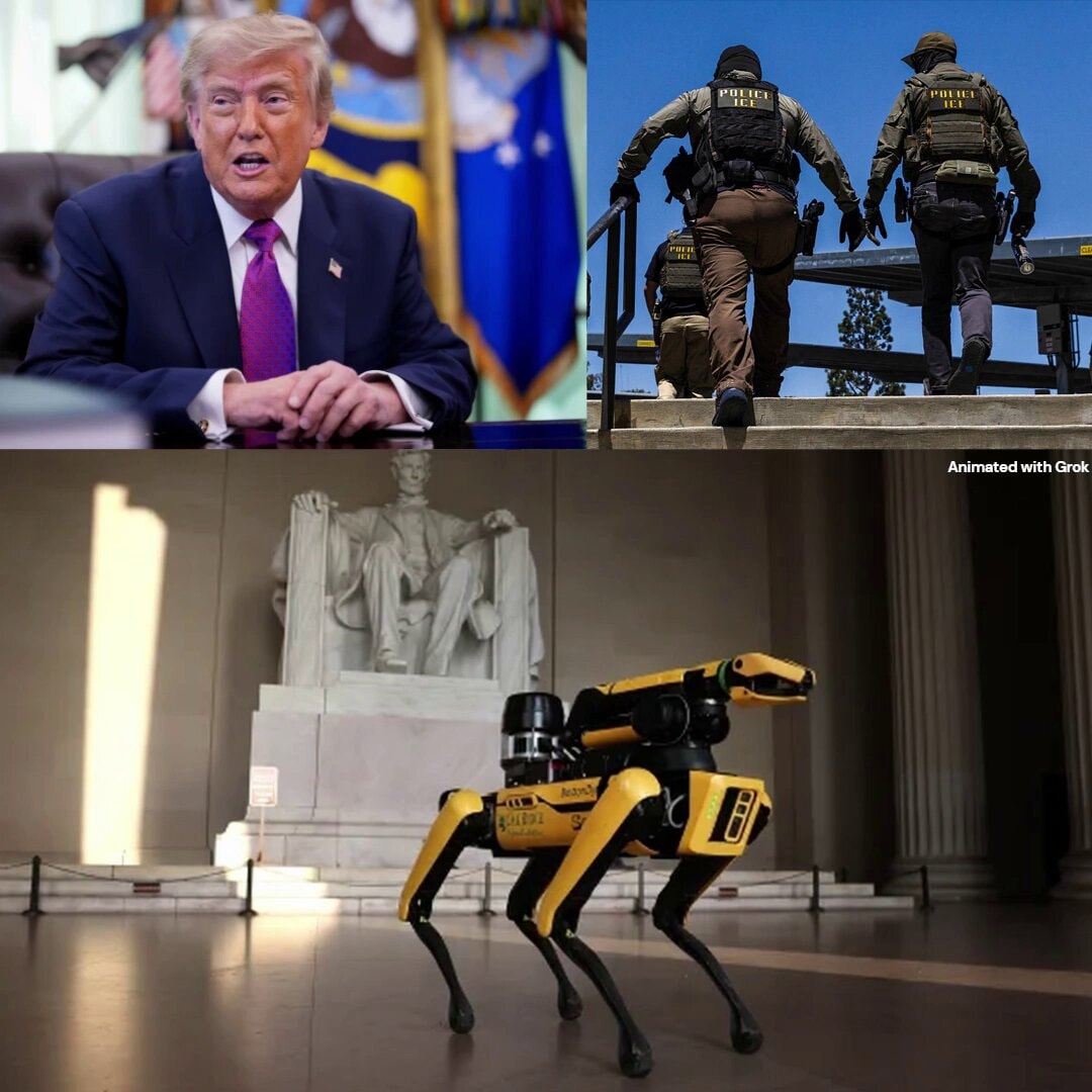 ICE robot dogs Trump shock gloves ICE robot dogs Trump shock gloves