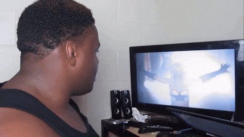 watching bright TV screen reaction