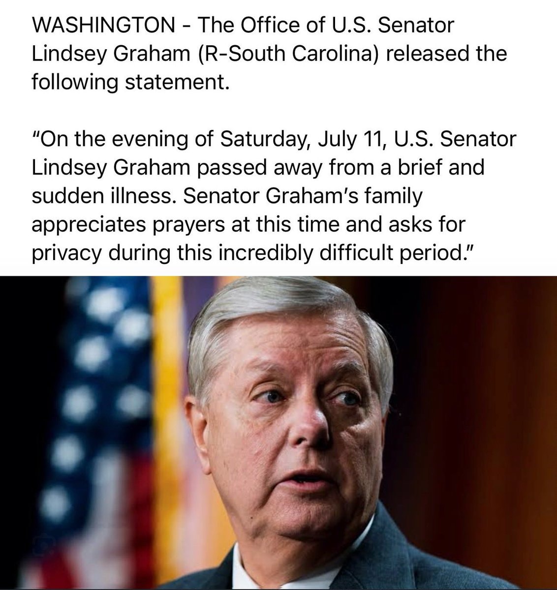 Lindsey Graham passed away at 71