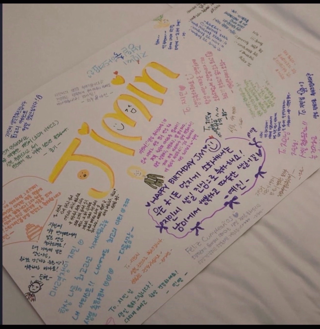 Jimin birthday card messages from BTS