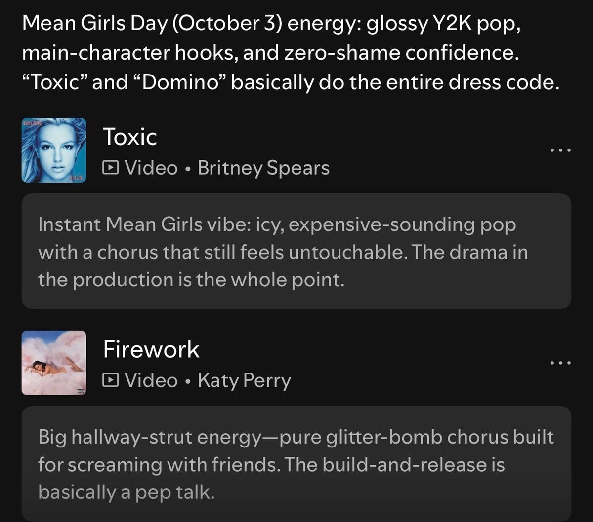 Mean Girls inspired playlists test (photo 2 of 2)