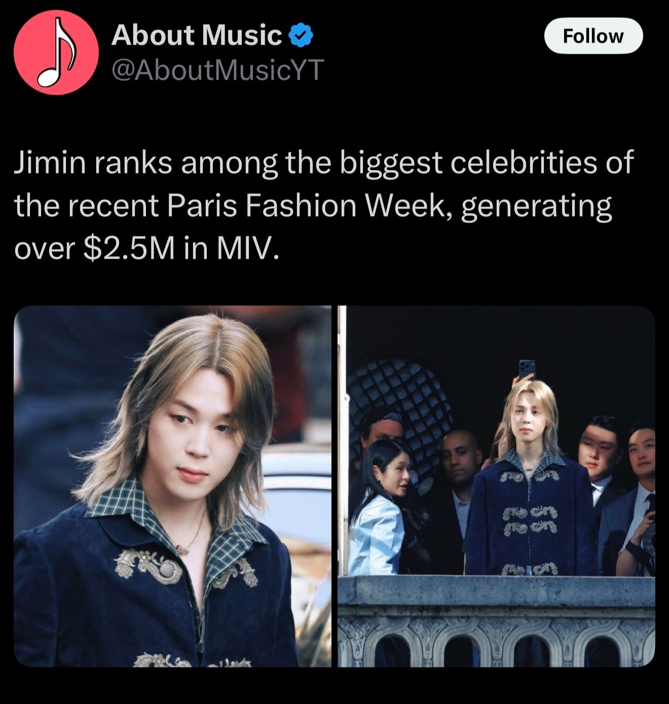 Jimin Paris Fashion Week MIV (photo 2 of 2)