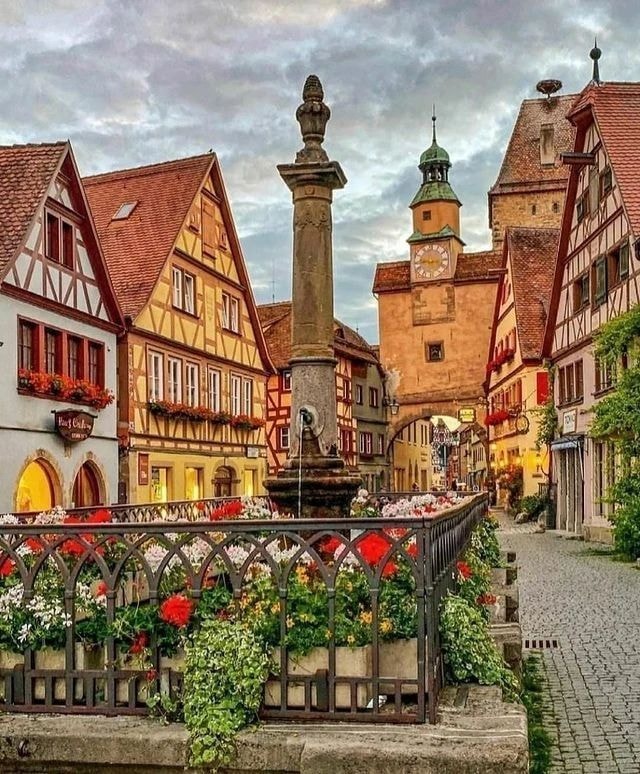 Tauber Germany canal bridge flowers (photo 2 of 4)