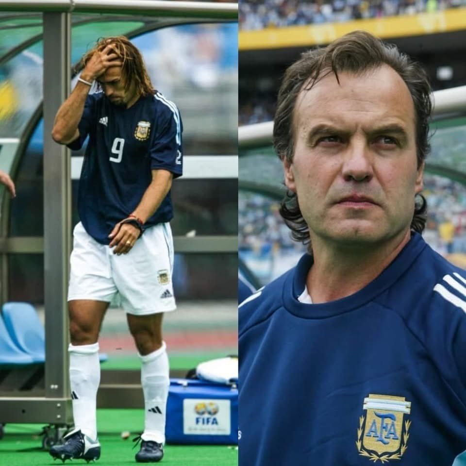Batistuta on hugging Bielsa Batistuta on hugging Bielsa