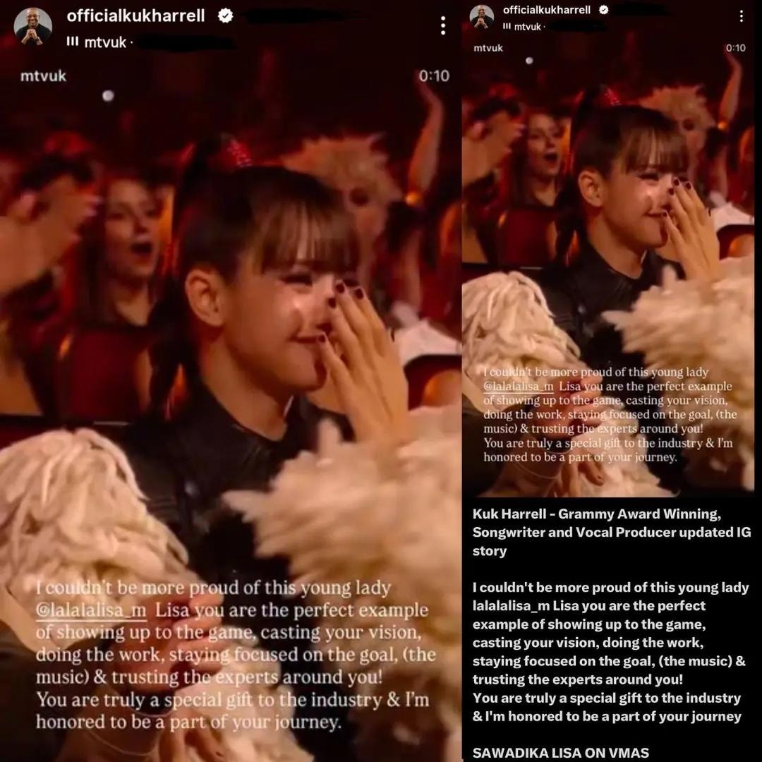 Kuk Harrell praises Lisa at VMAs