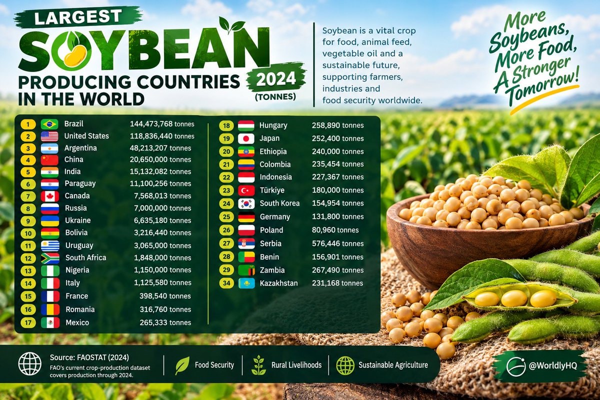 Global Soybean Production Rankings 2024