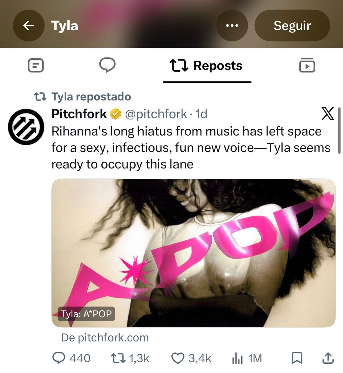 Tyla A*POP Pitchfork Tyla A*POP Pitchfork