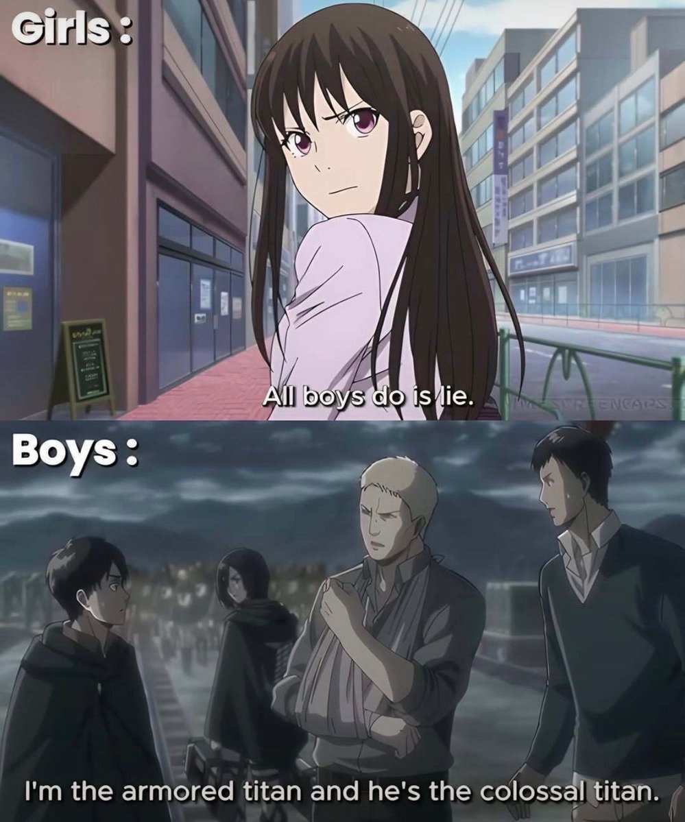 Anime girl and boys perspective meme