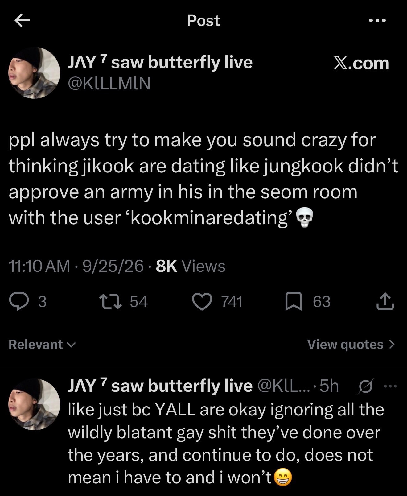 Kookminaredating Jikook flirting question