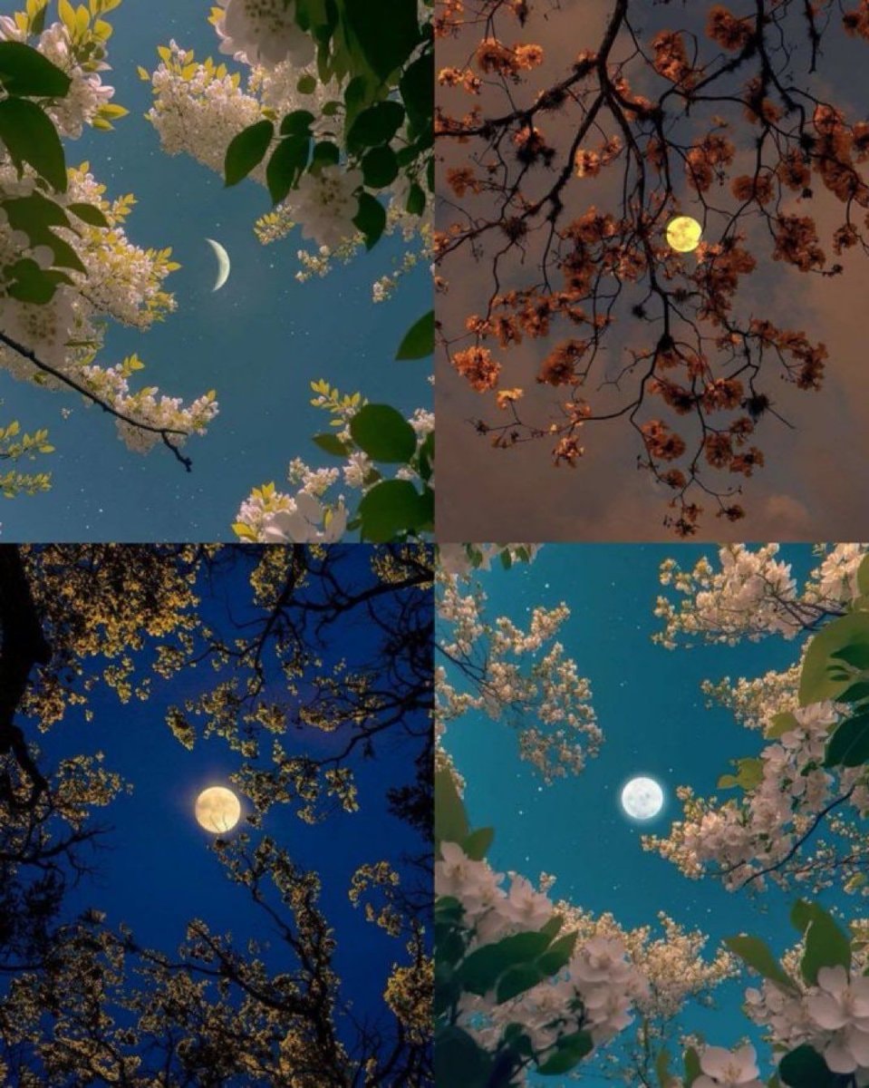 nature collage tree branches celestial moons