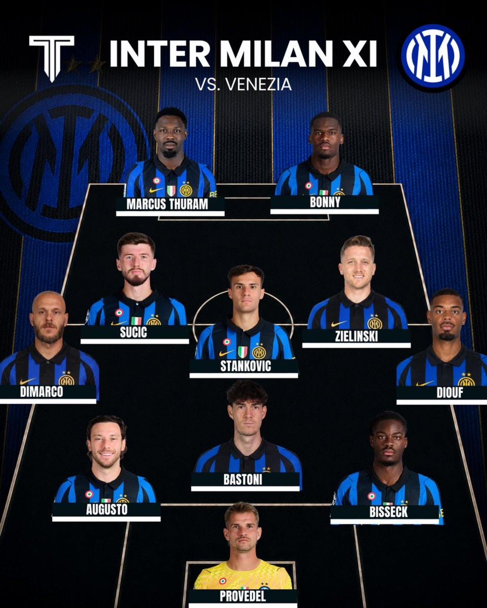 Inter Milan Serie A lineup vs Venezia