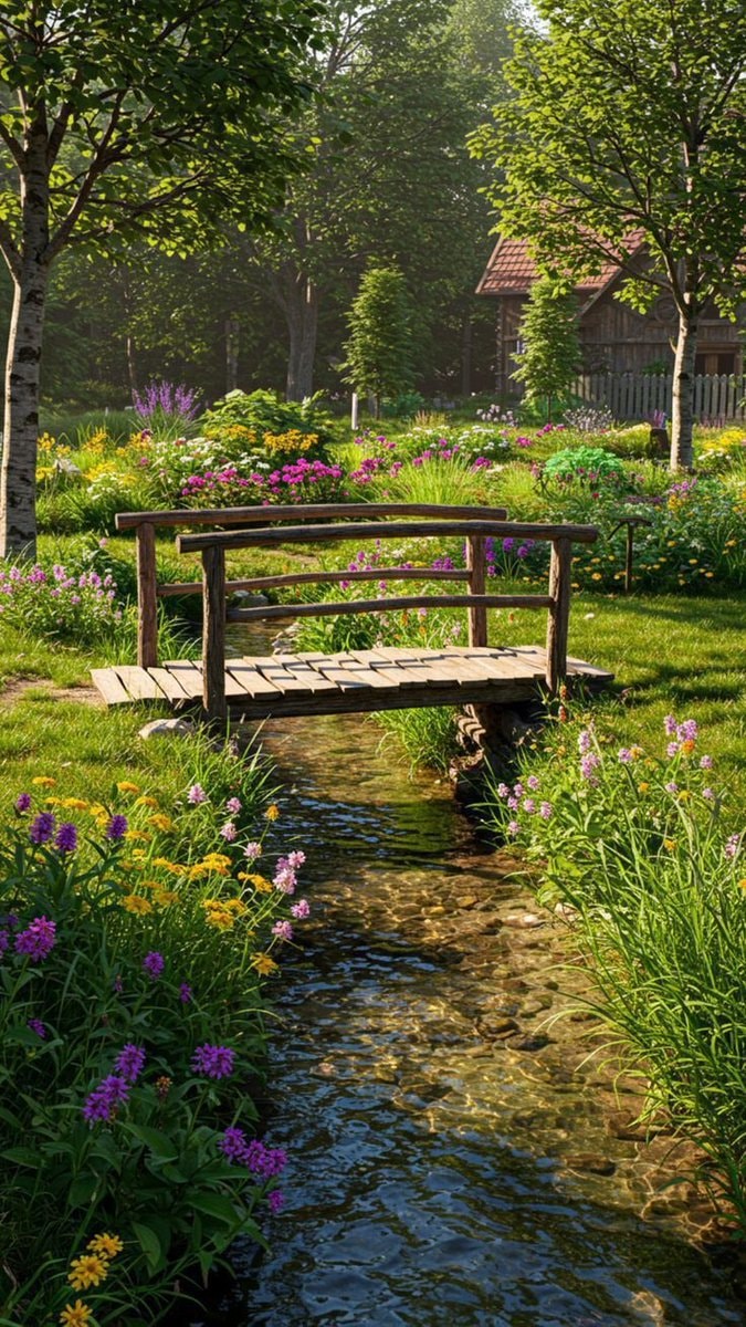 Watercolor garden pond painting (photo 2 of 2)