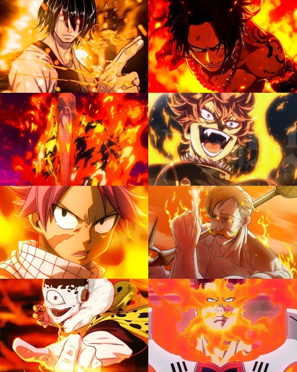anime characters with fiery powers