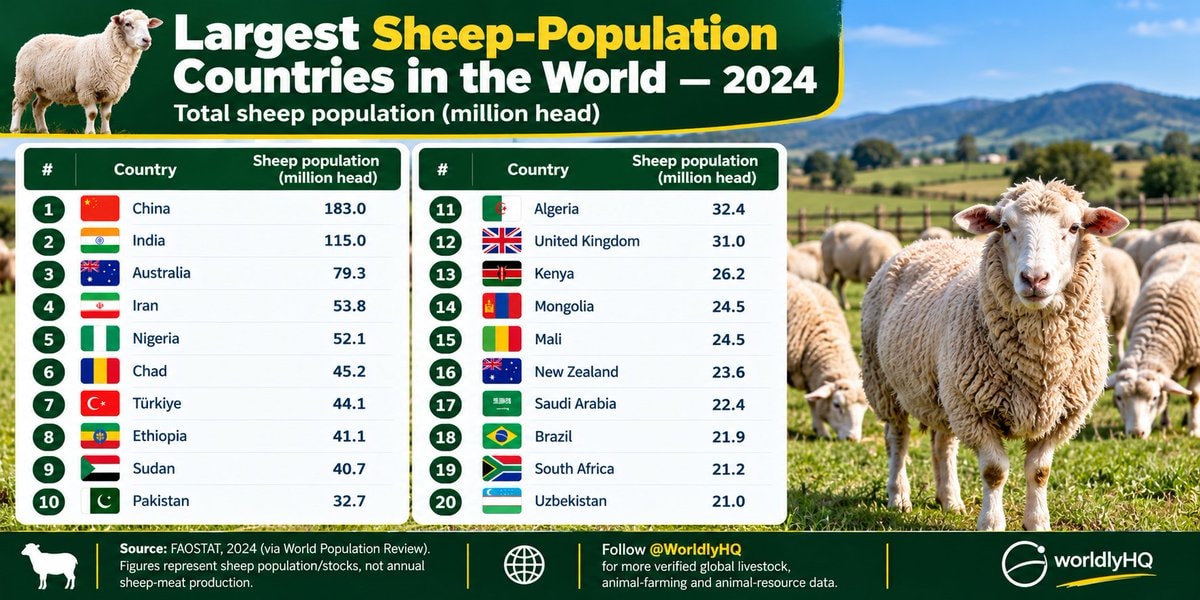 Largest Sheep-Population Countries 2024