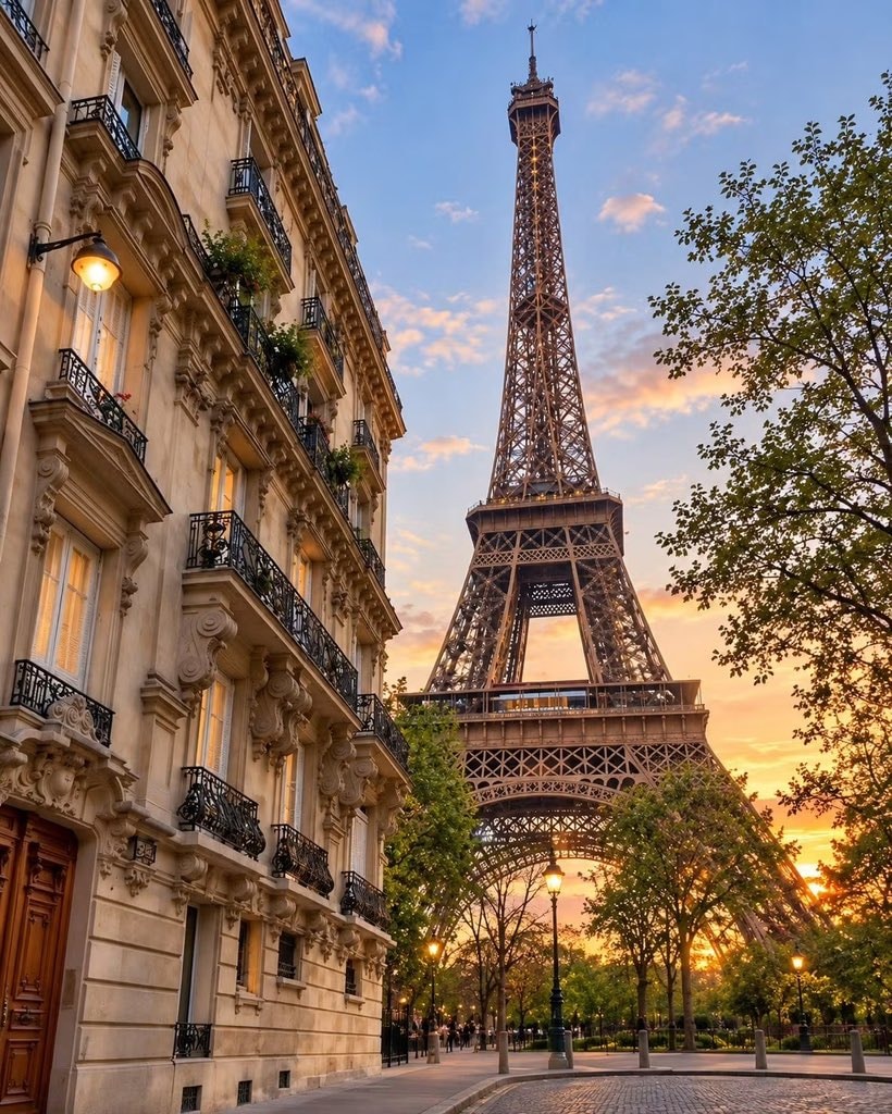 Paris France sunset