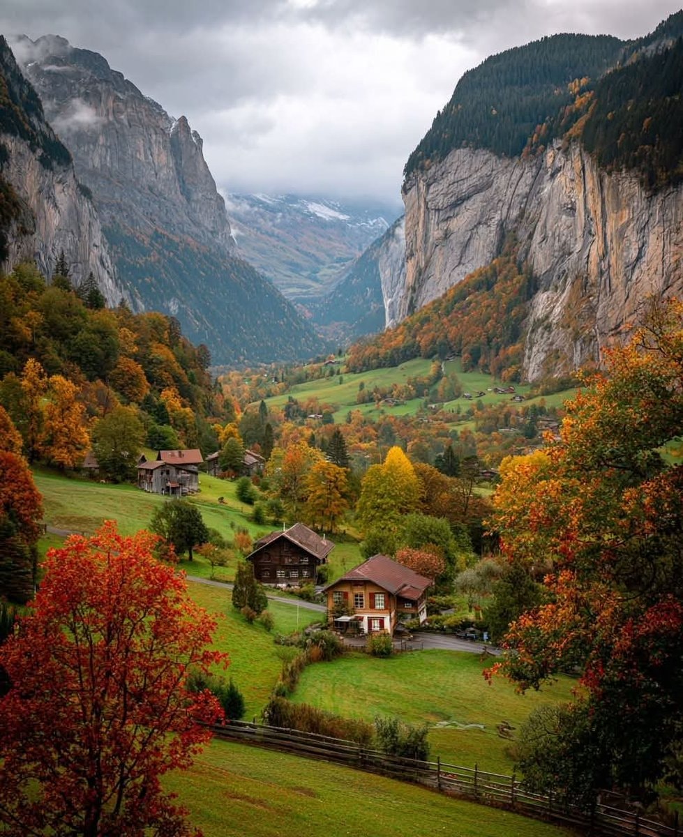 Autumn in Switzerland valley Autumn in Switzerland valley