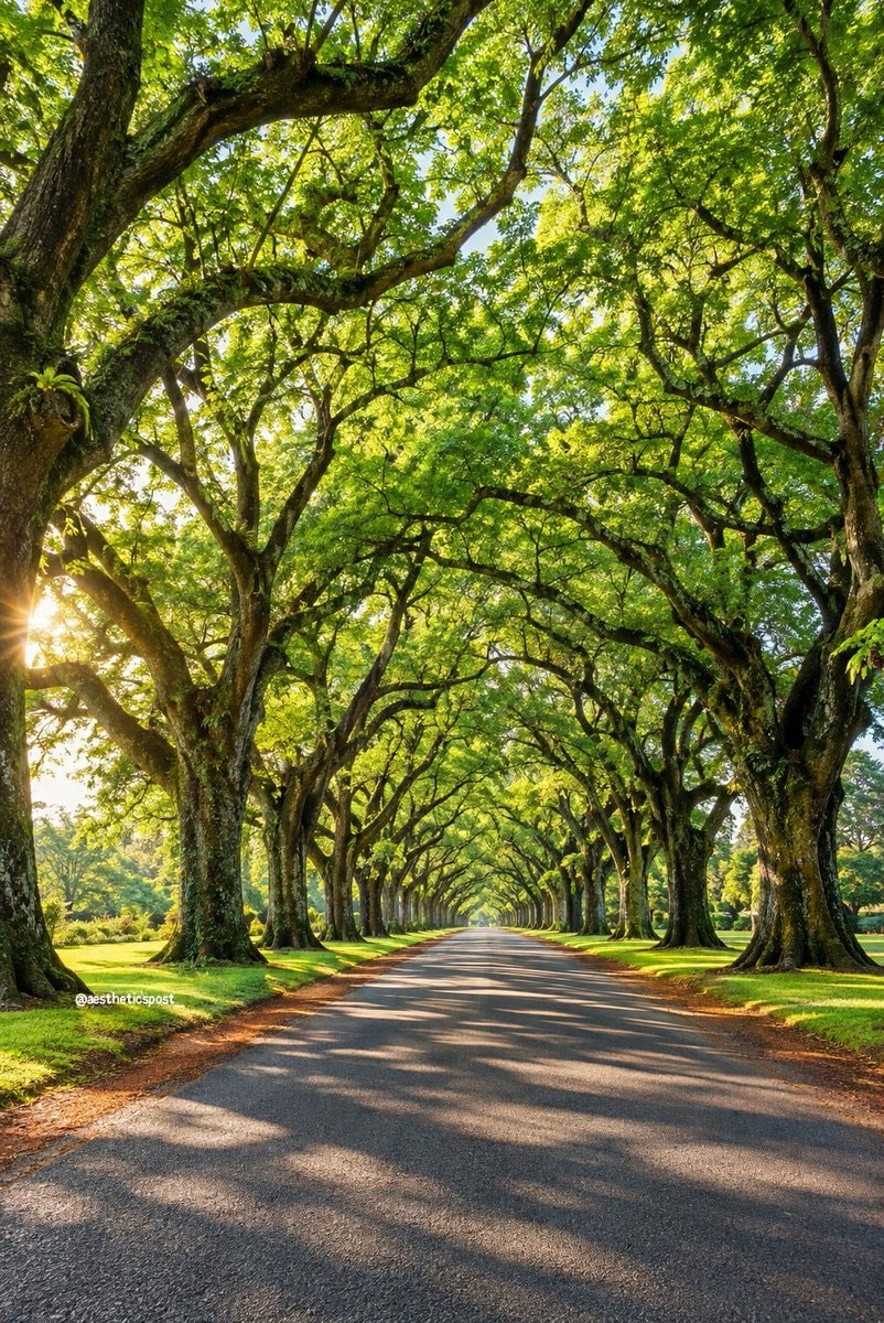 scenic road with old trees